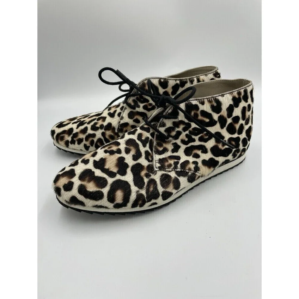 BODEN Booties Ashbourne Leopard Print Calf Hair Size 8 EU 38